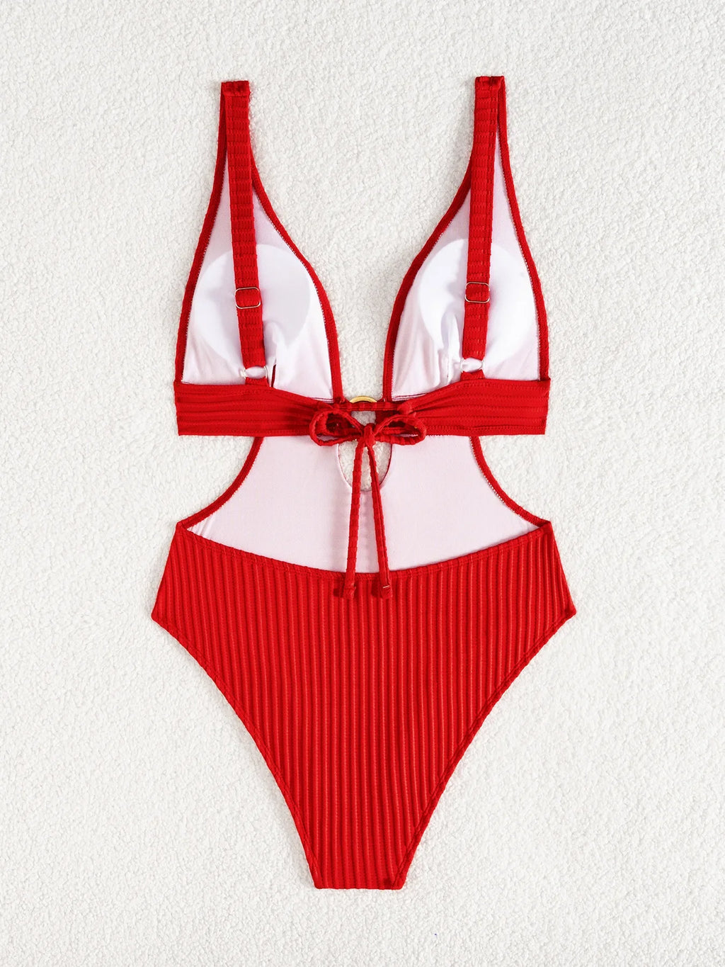 Striped Deep V Neck Cut Out Female Swimwear One Piece Swimsuit Women High Leg Cut Monokini Backless Bathing Suit Swim Bodysuit