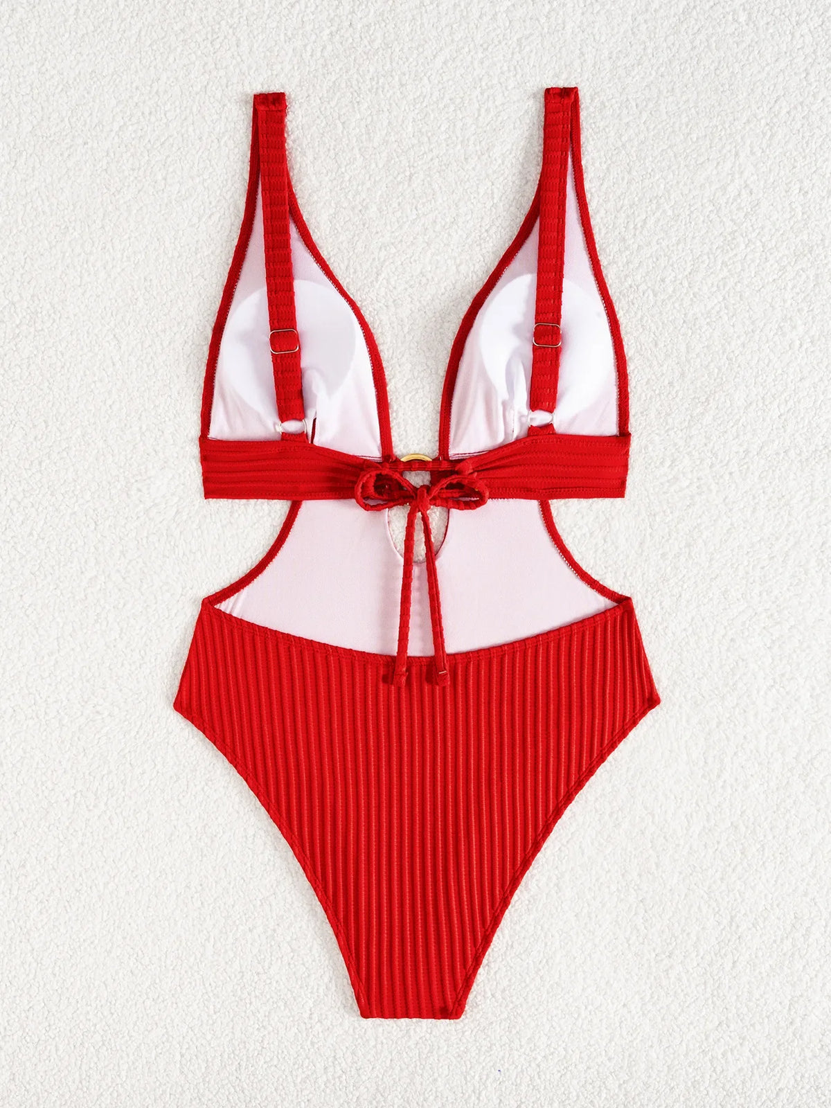 Striped Deep V Neck Cut Out Female Swimwear One Piece Swimsuit Women High Leg Cut Monokini Backless Bathing Suit Swim Bodysuit