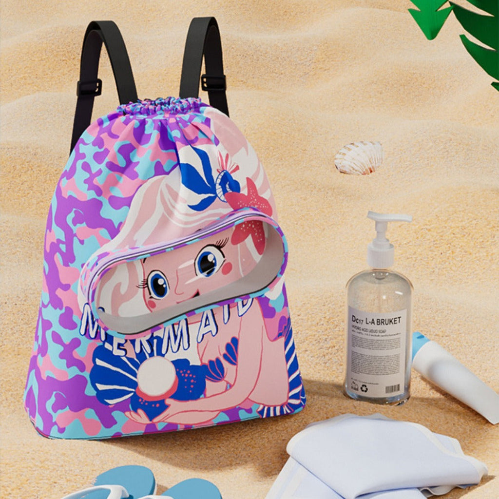 Children's swimming bag, wet and dry separation toilet bag, large-capacity swimming storage bag, beach storage bundle backpack.