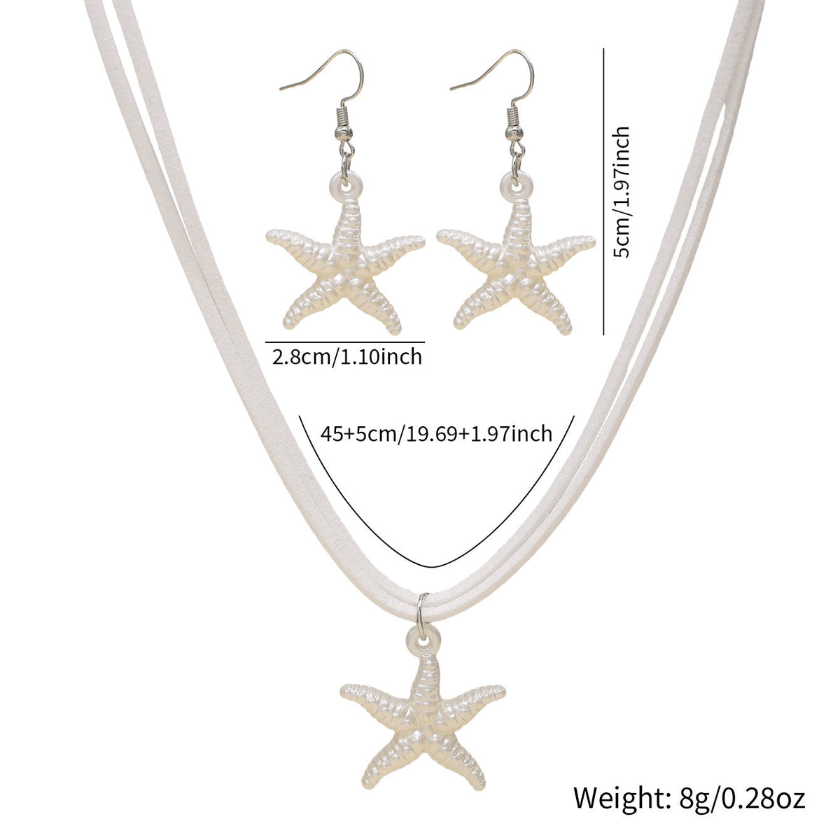 New Cross-border Bohemian Beach Jewelry Set For Women, Ocean Style Starfish Pendant Matching Earrings & Versatile Unique Necklace
