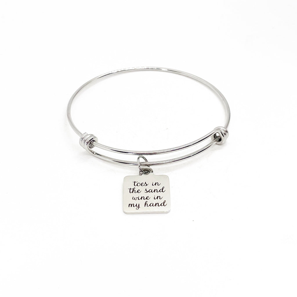 Relaxation Gift, Toes In The Sand Wine In My Hand Bracelet, Gift For Her, Wife Gift, Vacation Jewelry, Beach Jewelry, Beach Lover Gift