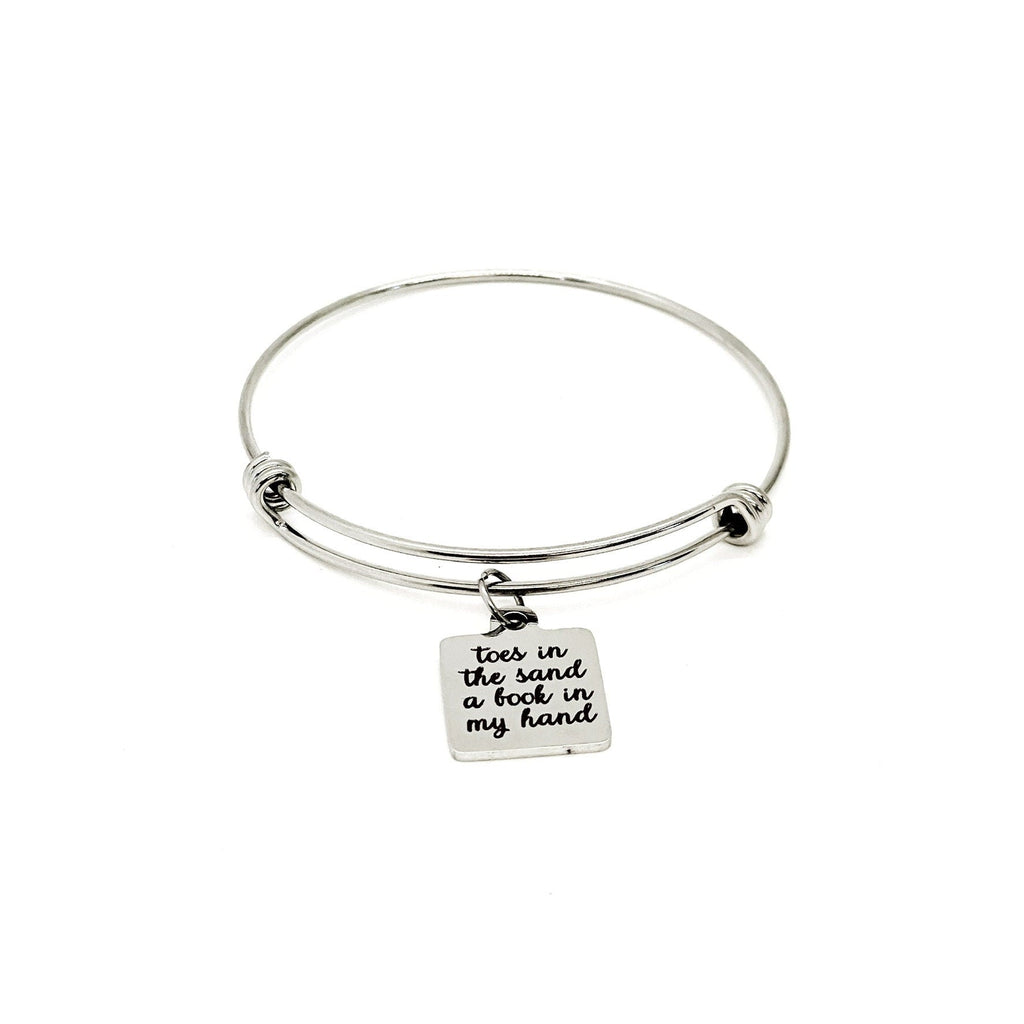 Beach Jewelry, Toes In The Sand Book In My Hand Charm Bracelet, Girls Trips Gifts, Weekend Getaway Gifts, Wife Gifts, Daughter Gifts