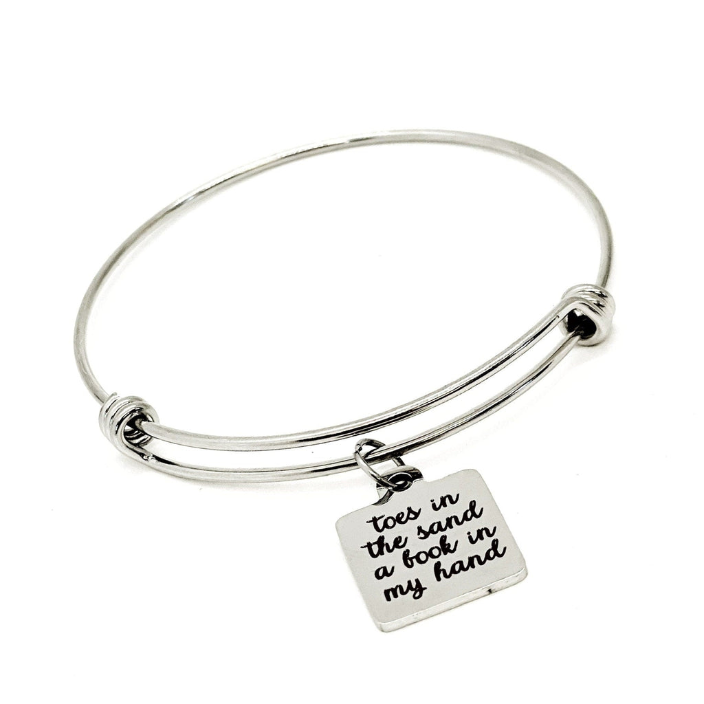 Beach Jewelry, Toes In The Sand Book In My Hand Charm Bracelet, Girls Trips Gifts, Weekend Getaway Gifts, Wife Gifts, Daughter Gifts
