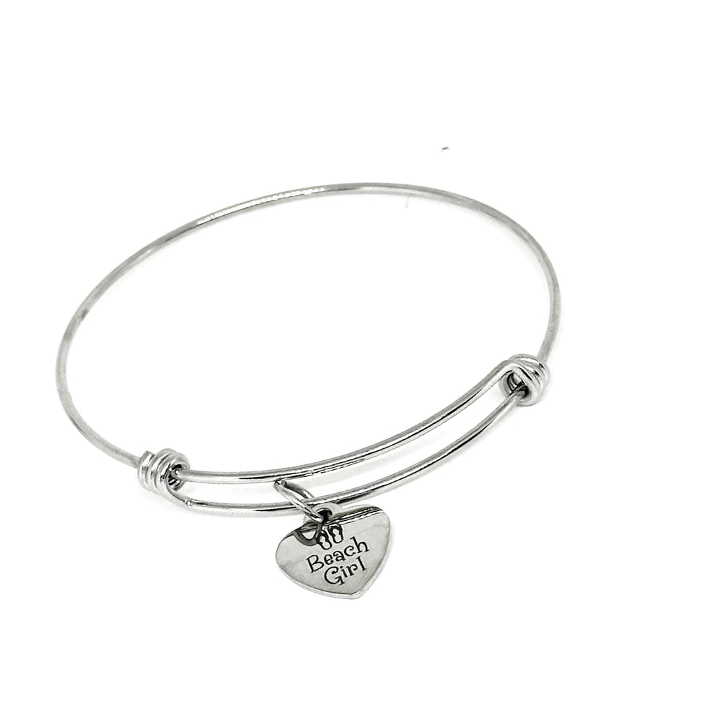 Beach Girl Stainless Steel Bracelet Flip Flop Charm Adjustable Bangle Coastal Summer Jewelry For Her Ocean Lover Gift Tropical Vibe