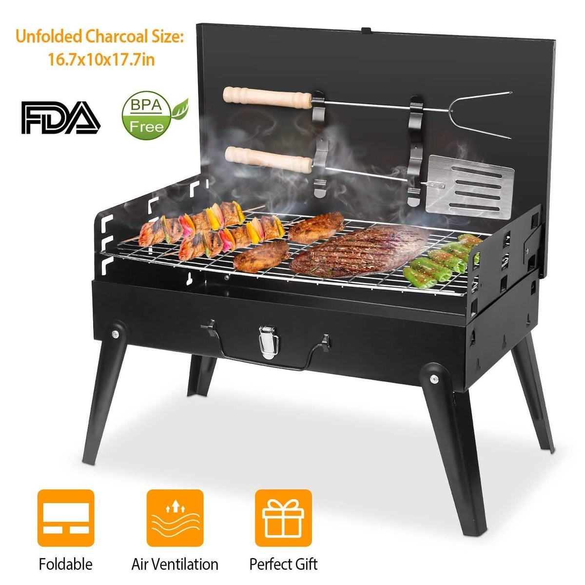 Portable Charcoal Grill Foldable BBQ Suitcase