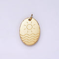 Stainless Steel Celestial Sun Sea Ocean Beach Engraved Oval Charm | P1236
