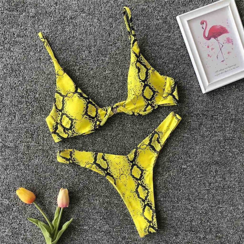 Underwired Bikini Female Swimsuit Women Swimwear Two-Piece V Shape Wire Bikini Set Bather Bathing Suit Women Micro Bikini Set Shiny Metallic 2 Piece Swimsuit Push Up Underwire Swimwear Bathing Suit